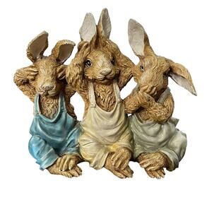 Chrisdon Three Bunnies See No Evil Hear No Evil Speak No Evil Rabbit Figurine